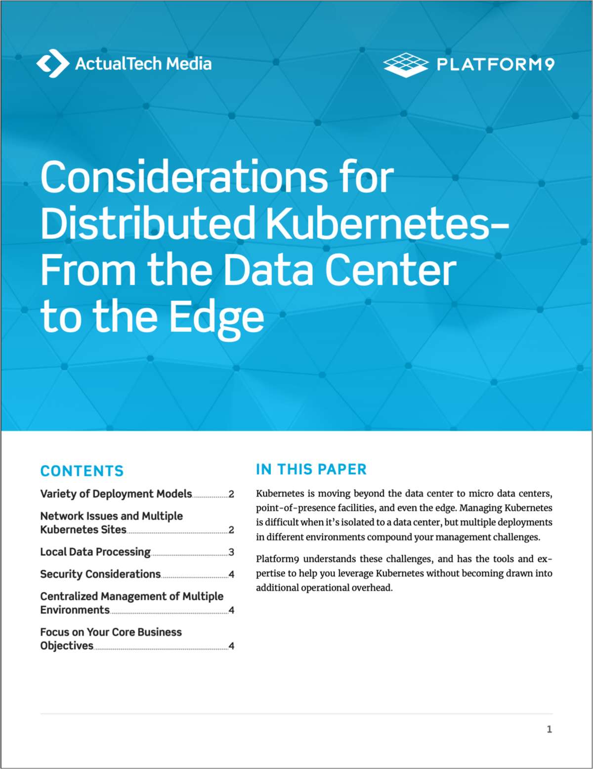 Considerations for  Distributed Kubernetes--  From the Data Center  to the Edge