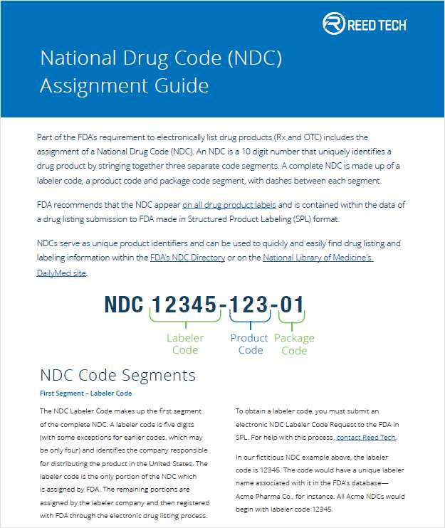 National Drug Code (NDC) Assignment Guide, Free Reed Tech eGuide