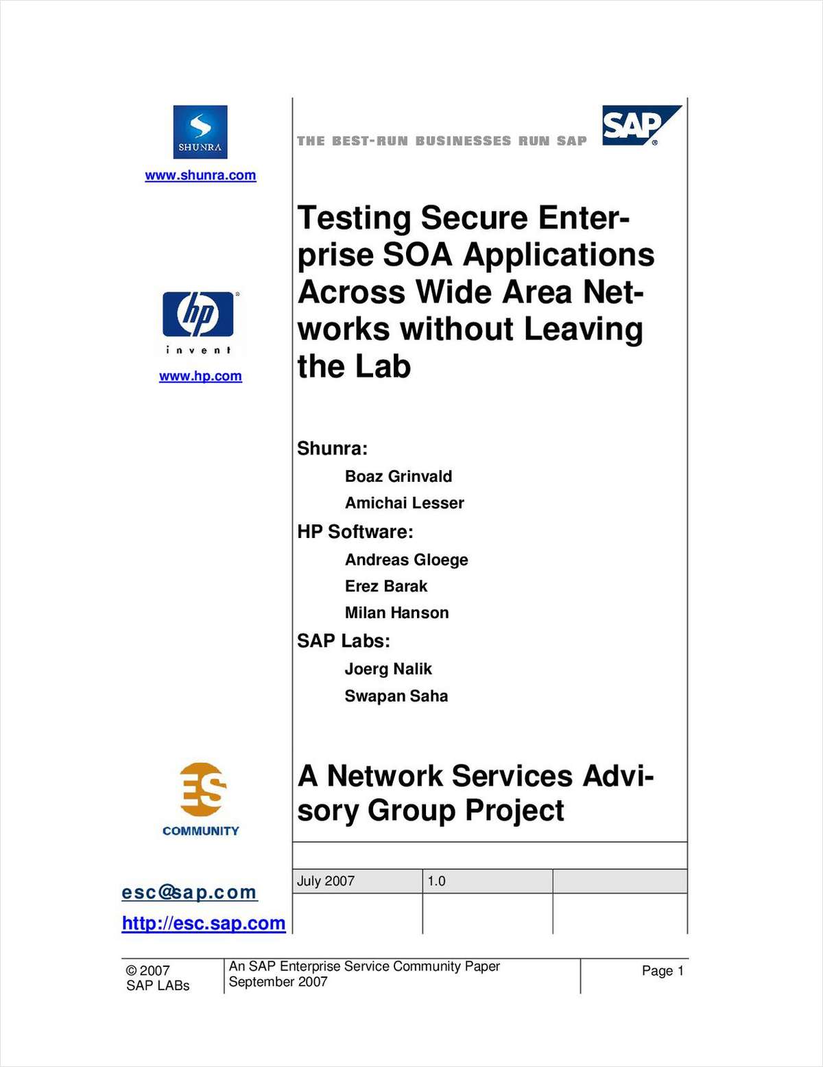 Testing Secure Enterprise SOA Applications Across Wide Area Networks without Leaving the Lab