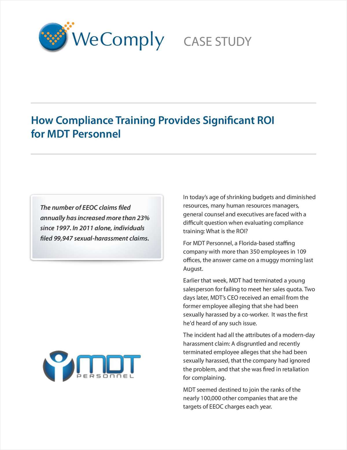 Receive your complimentary Compliance Training ROI case study today!