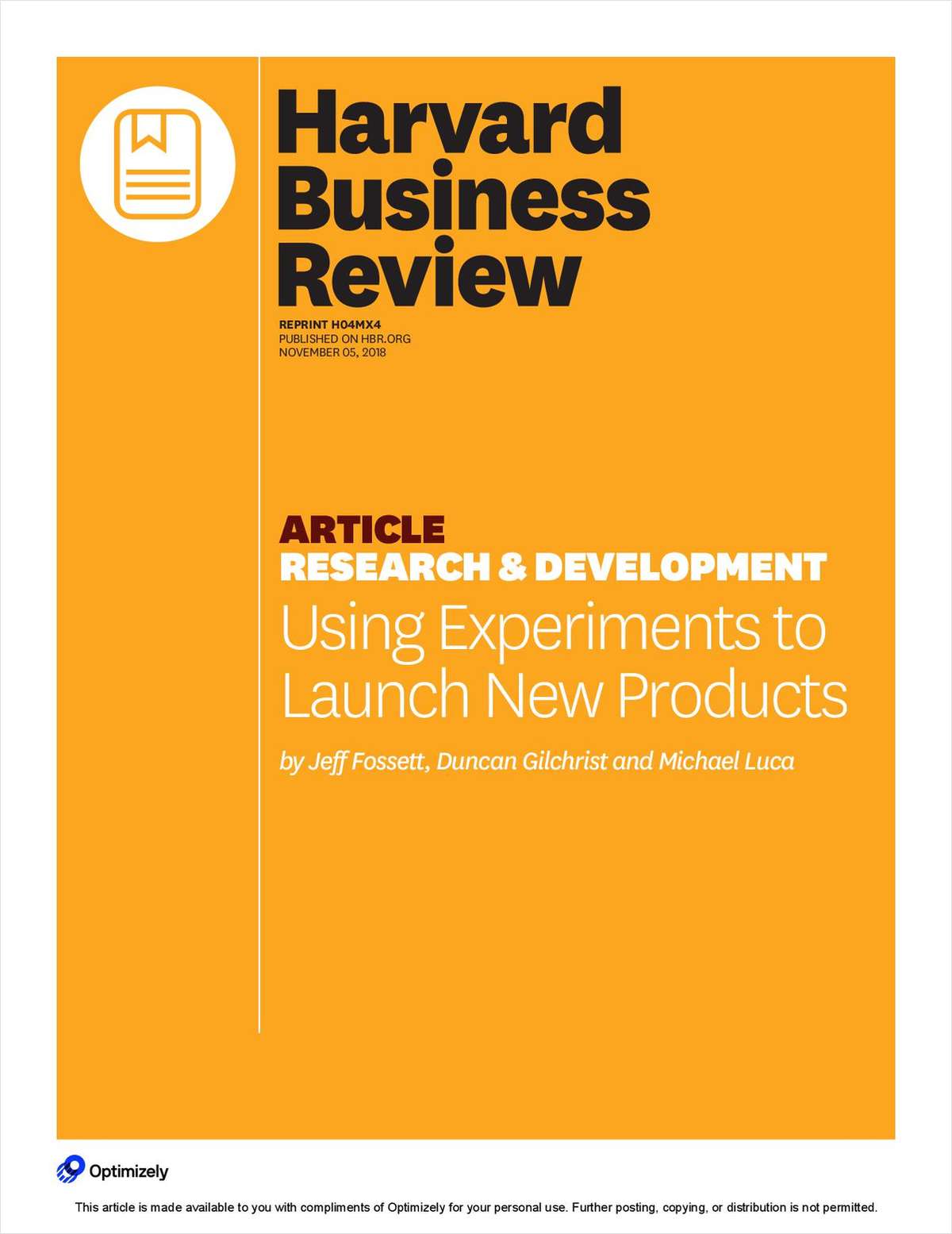 Harvard Business Review: Using Experiments to launch New Products