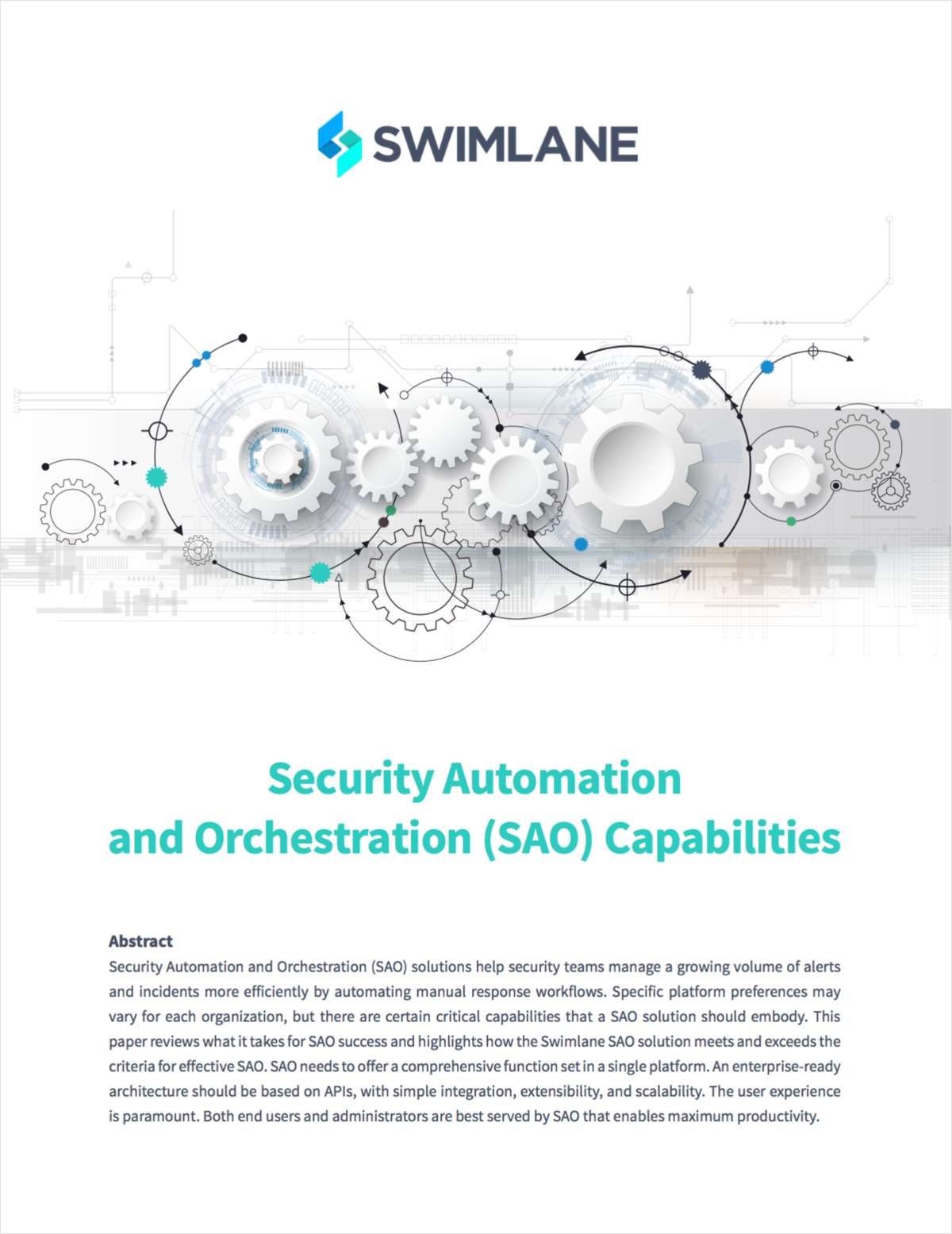 Security Automation and Orchestration (SAO) Capabilities