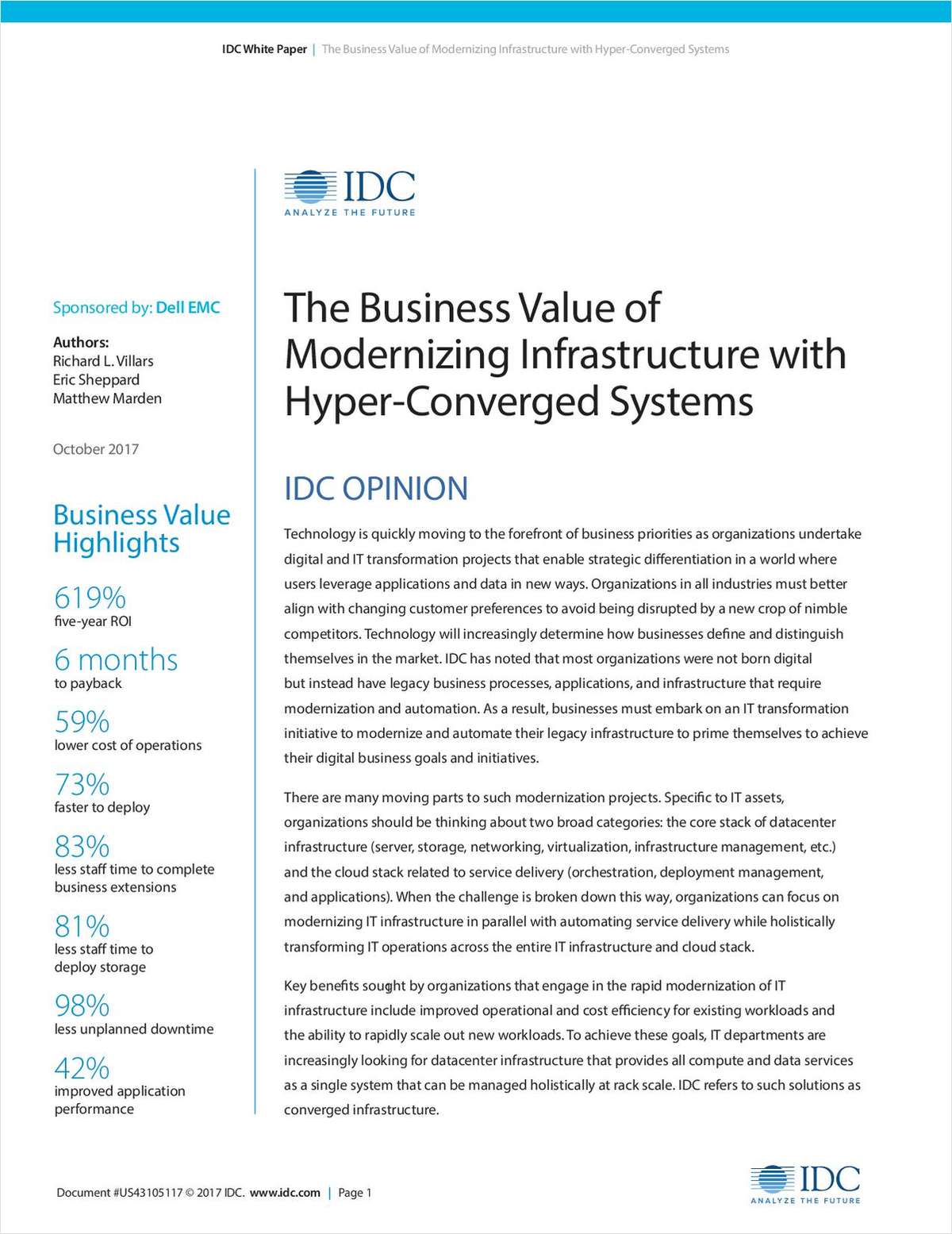 The Business Value of Modernizing Infrastructure with Hyper-Converged Systems