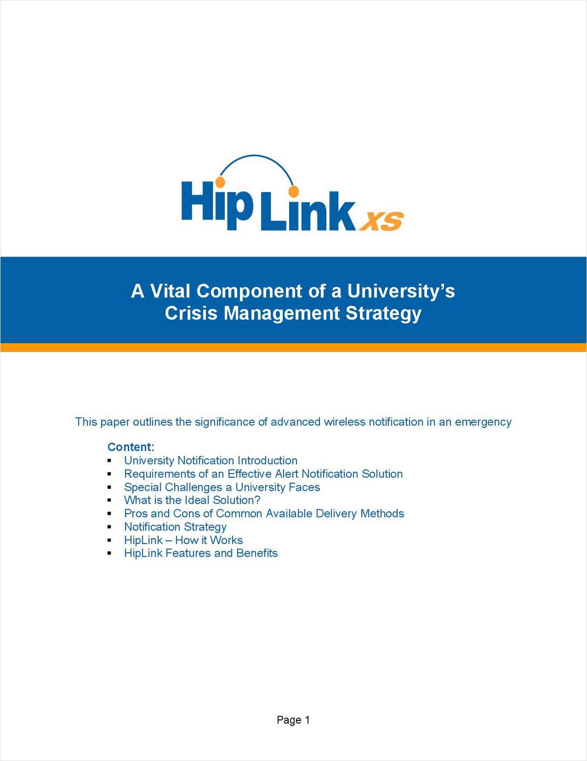 HipLinkXS® - A Vital Component of a University's Crisis Management Strategy
