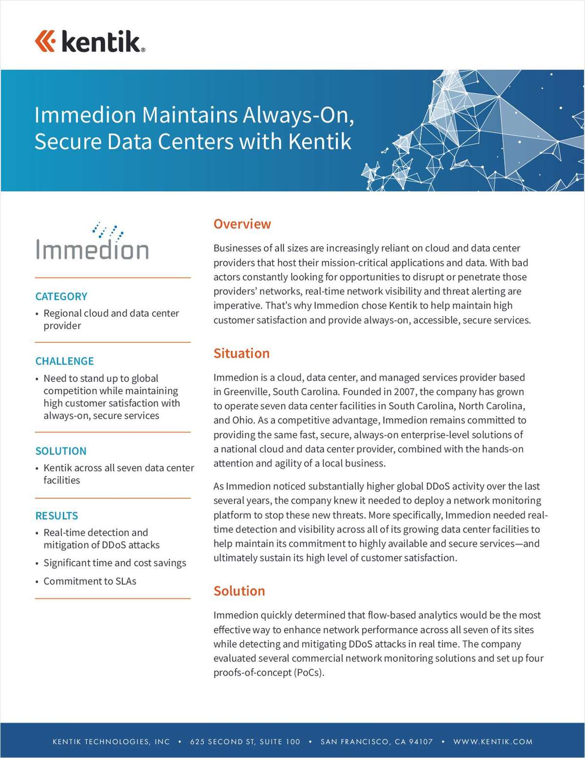 Immedion Maintains Always-On, Secure Data Centers, Stops DDoS Attacks with Kentik