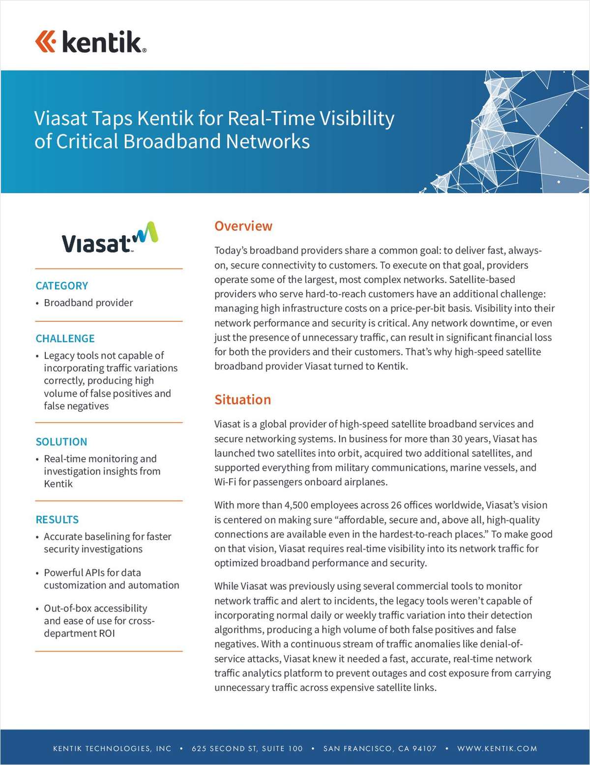 Viasat Taps Kentik for Real-Time Visibility of Critical Broadband Networks