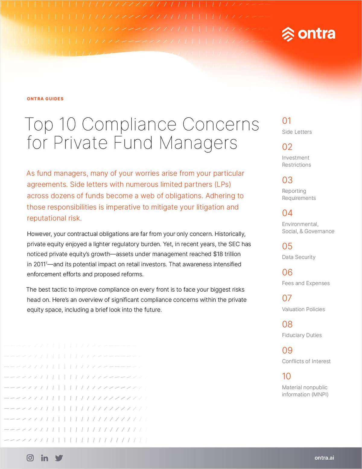 Top 10 Compliance Concerns for Private Fund Managers