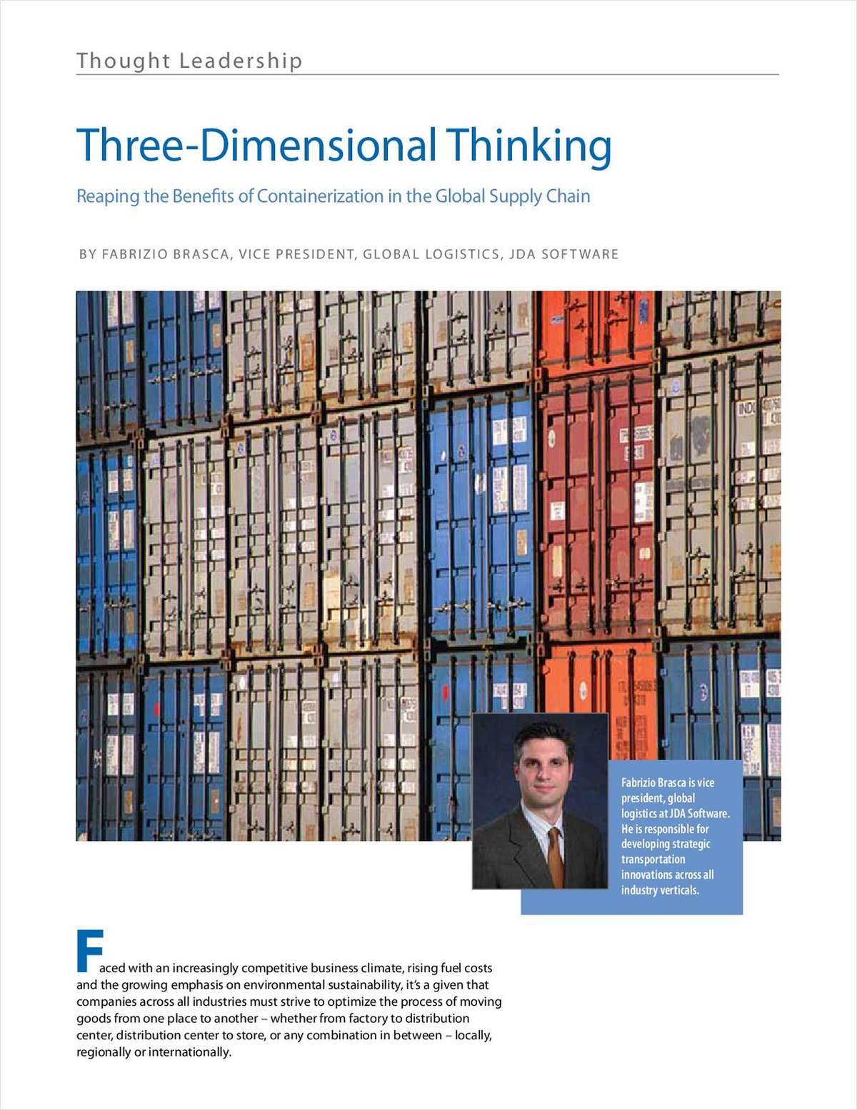 Three-Dimensional Thinking: Reaping the Benefits of Containerization in the Global Supply Chain