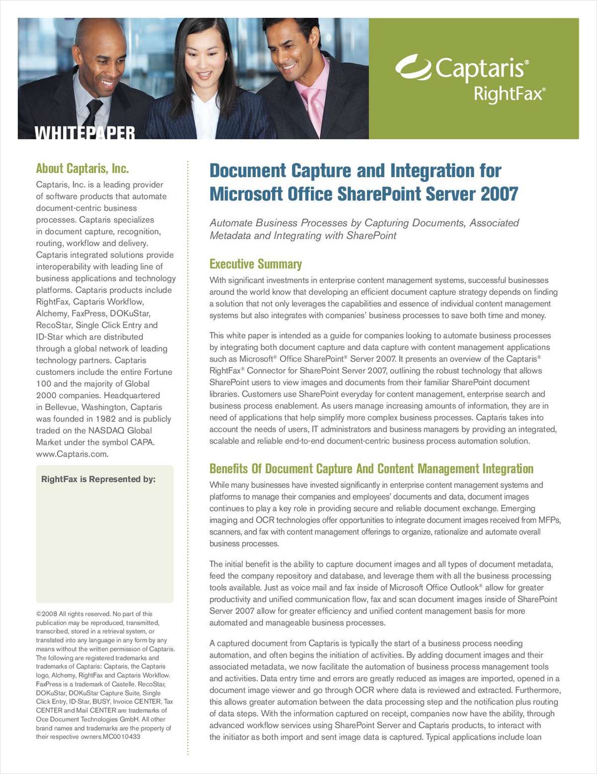Document Capture and Integration for Microsoft Office SharePoint Server 2007