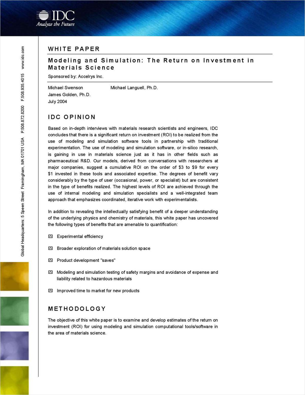 Modeling & Simulation: The Return on Investment in Materials Science