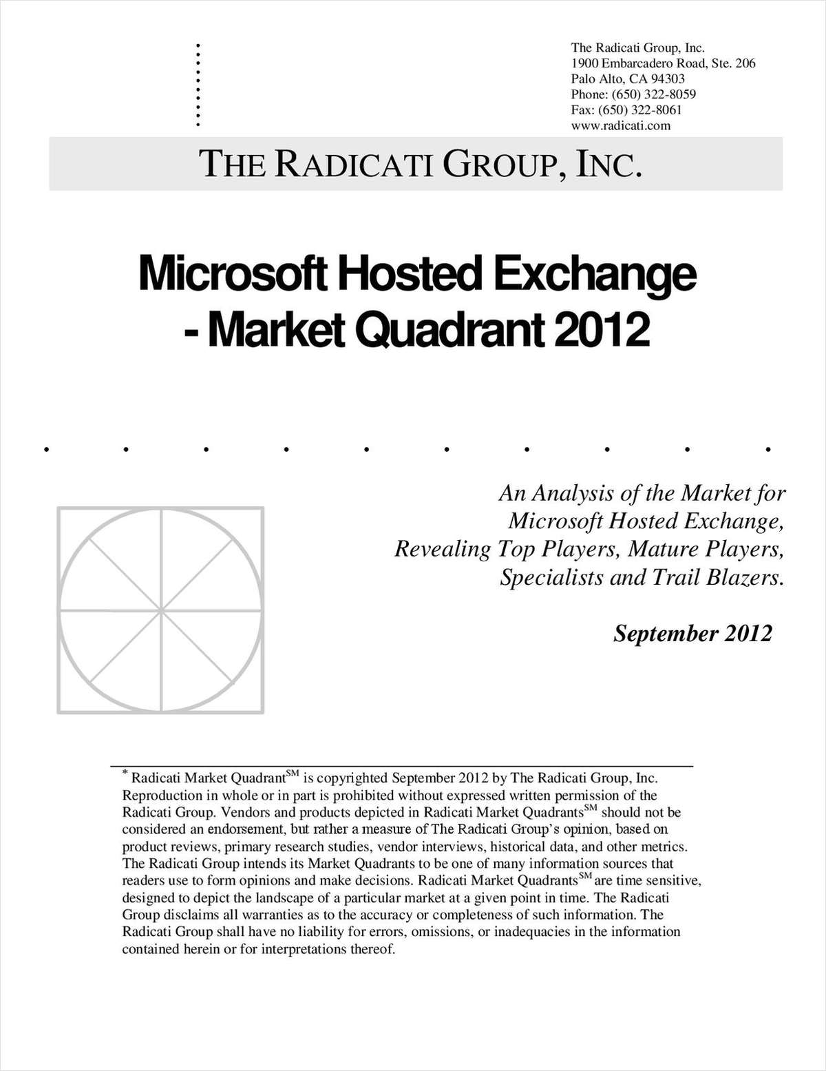 Microsoft Hosted Exchange Market Quadrant