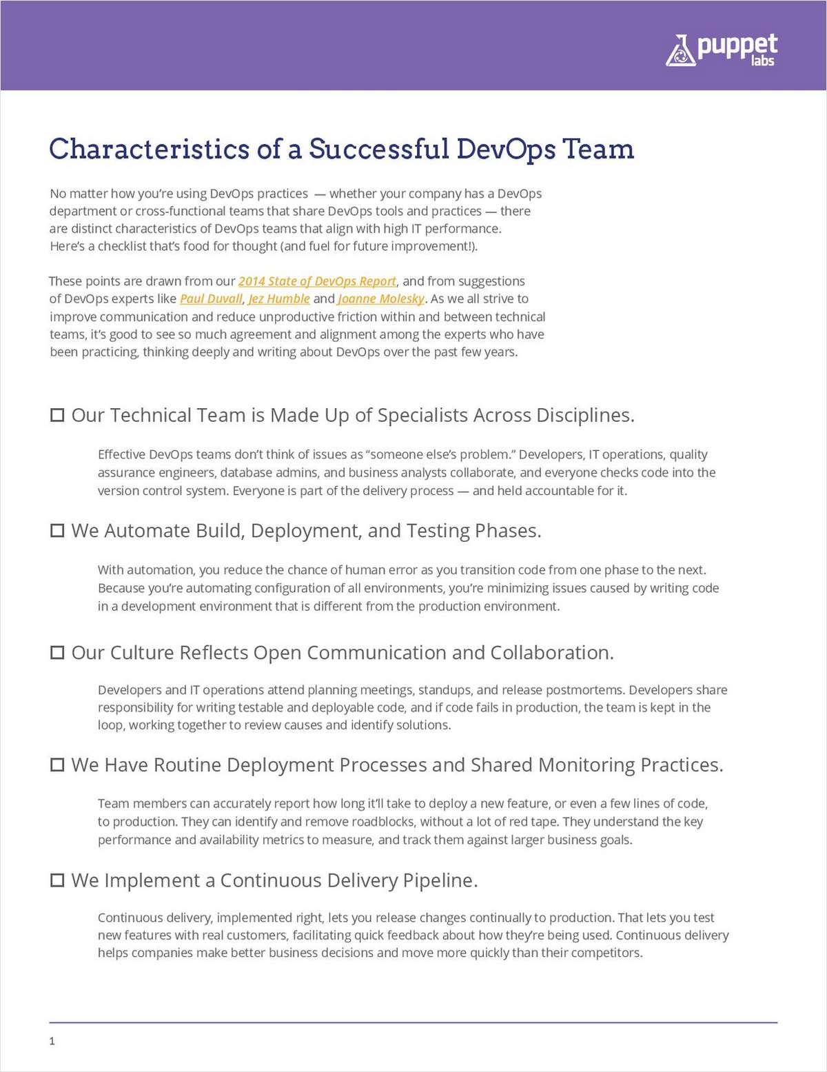 Characteristics of a Successful DevOps Team