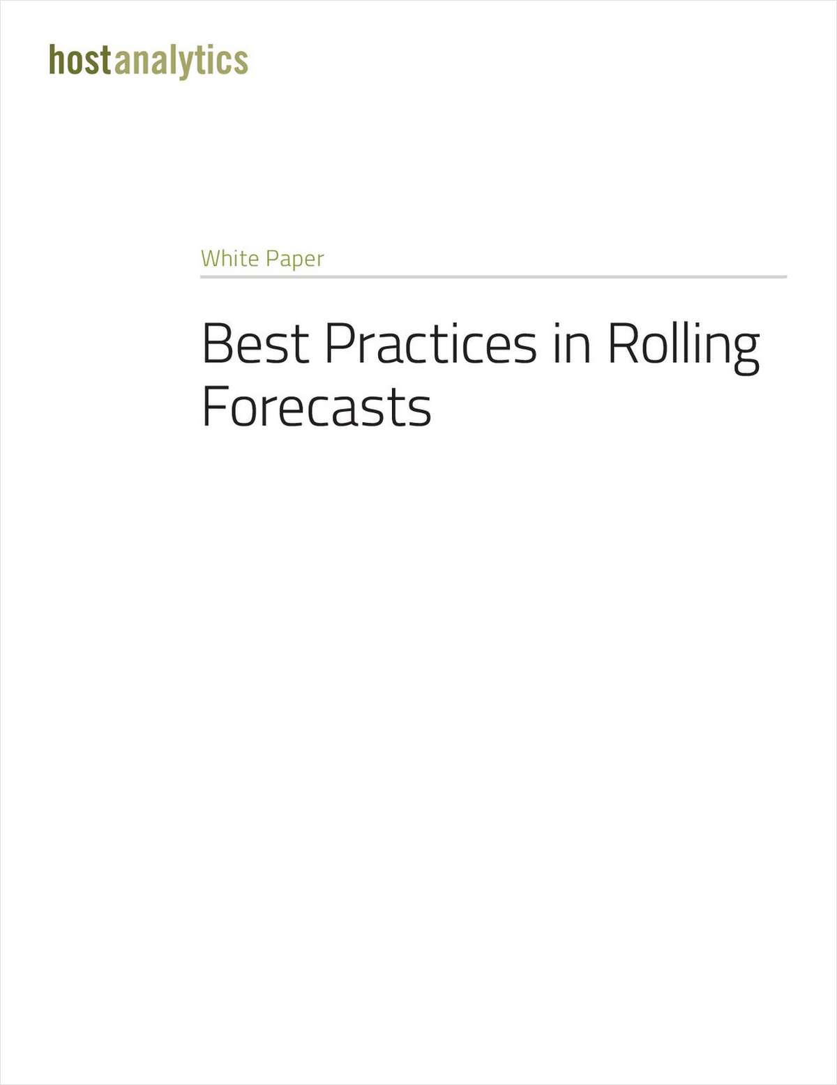 Best Practices in Rolling Forecasts