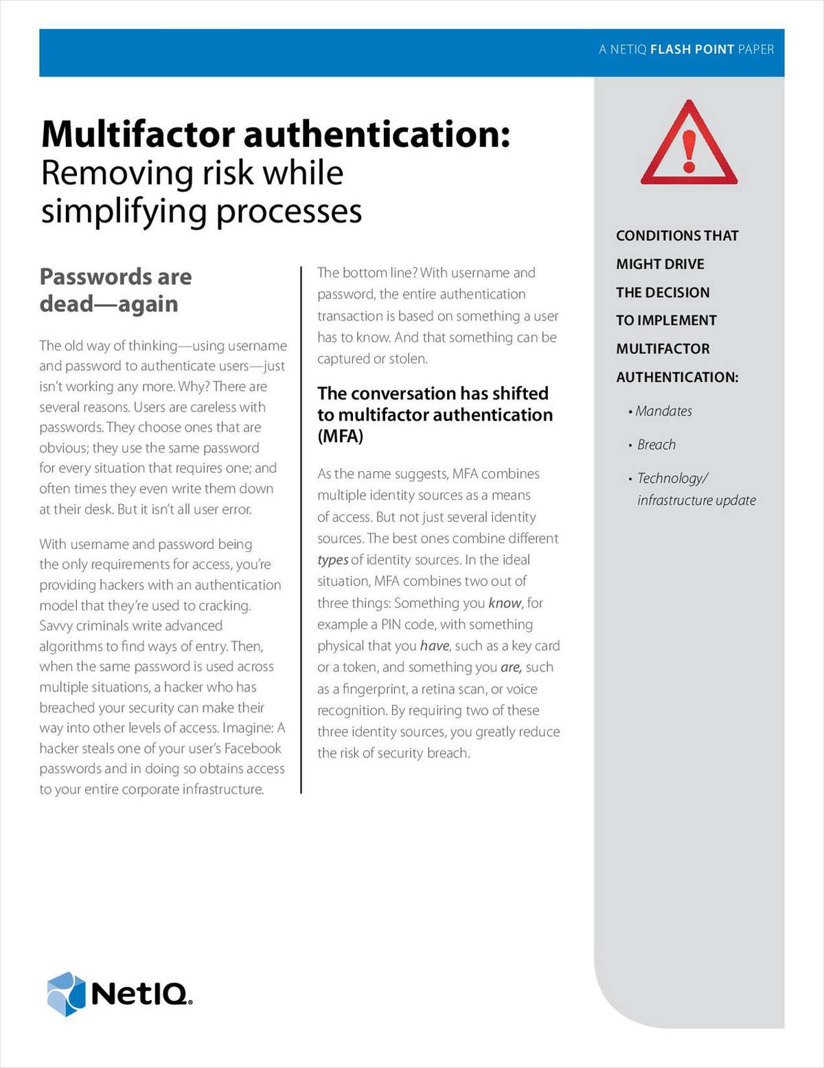 Remove Risk and Simplify with Multifactor Authentication