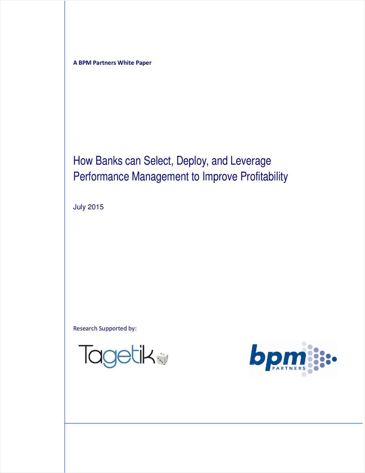 How Banks Can Select, Deploy and Leverage Performance Management to Improve Profitability