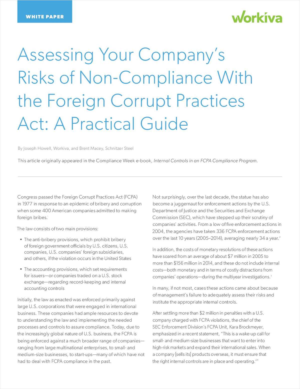 Assessing Your Company's Risks of Non-Compliance with the FCPA