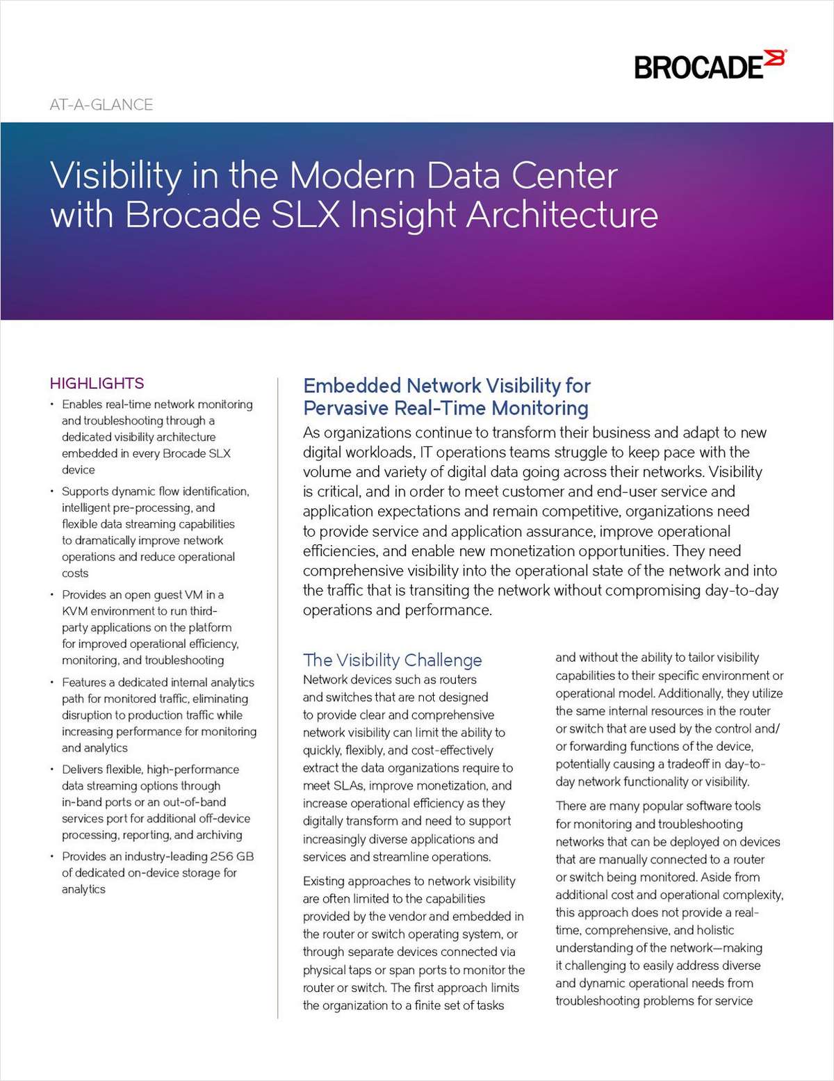 Visibility in the Modern Data Center with Brocade SLX Insight Architecture