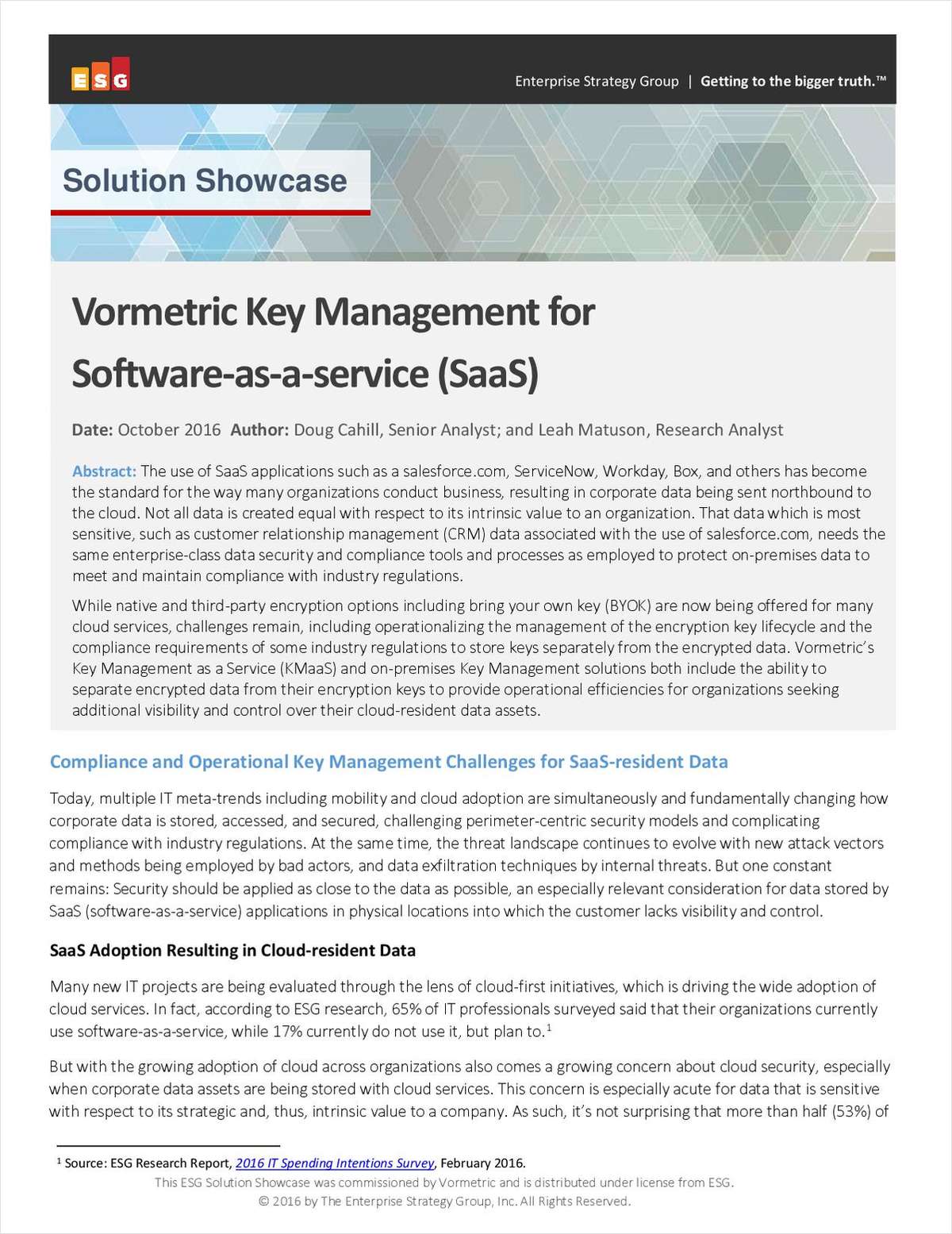 Solution Showcase: Vormetric Key Management for SaaS