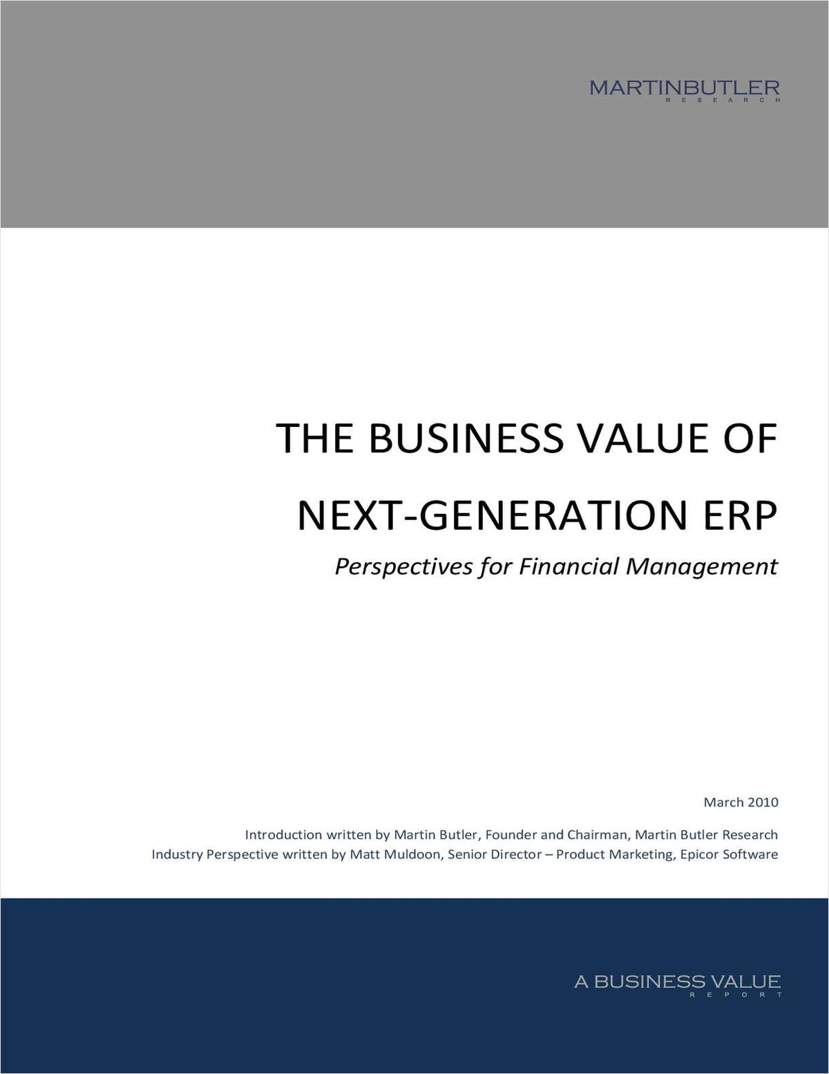THE BUSINESS VALUE OF NEXT-GENERATION ERP: Perspectives for Financial Management