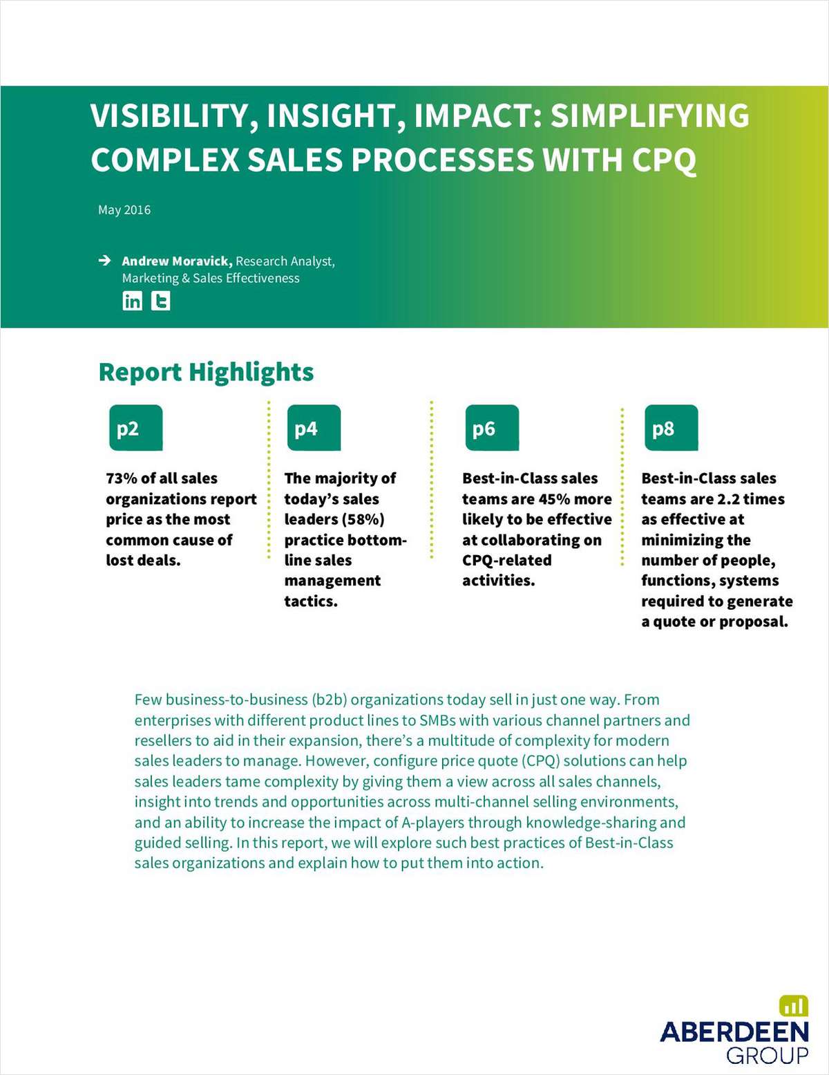 Aberdeen Report: Here's How Best-In-Class Organizations are Simplifying Complex Sales Processes