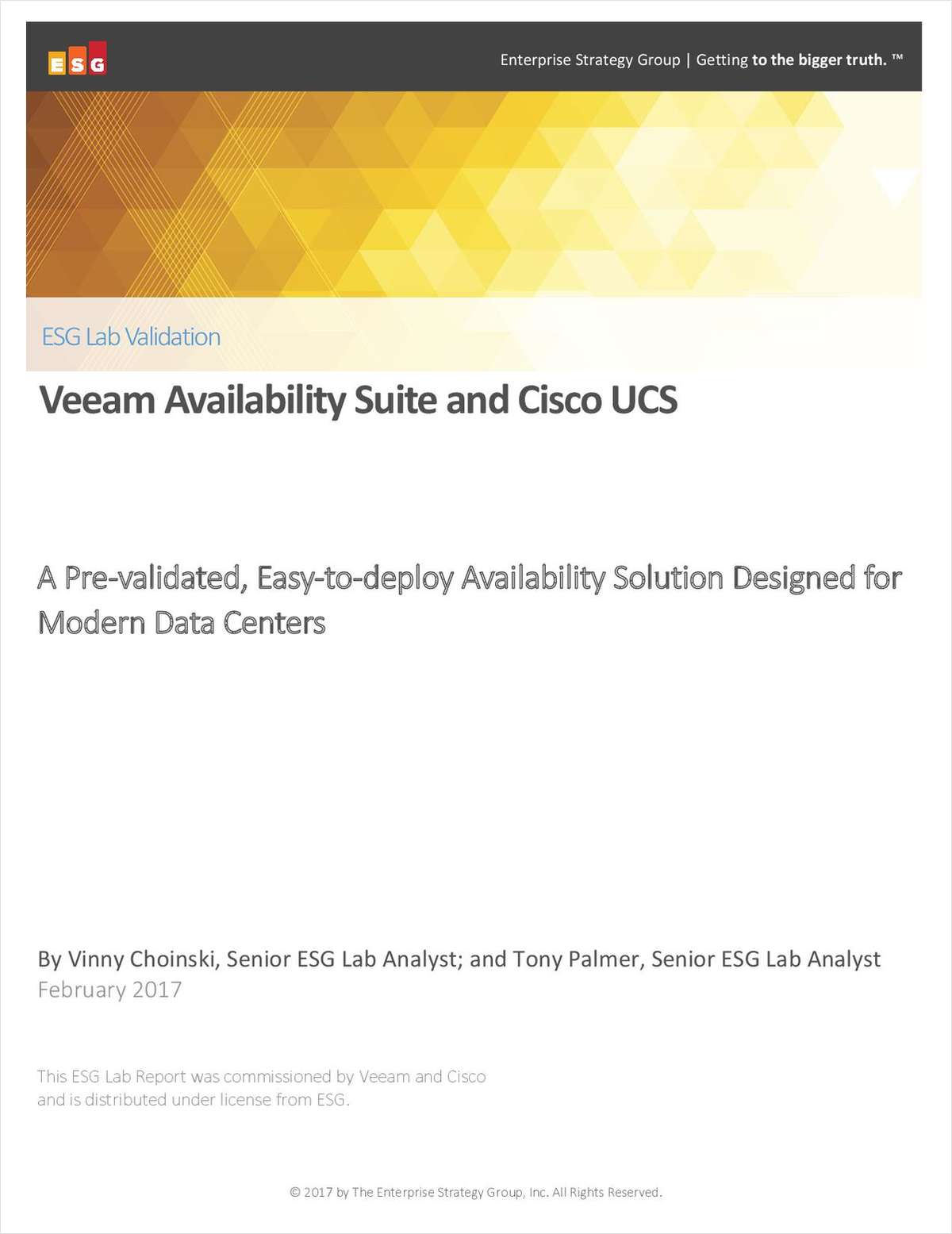ESG Lab Validation: Veeam Availability Suite and Cisco UCS