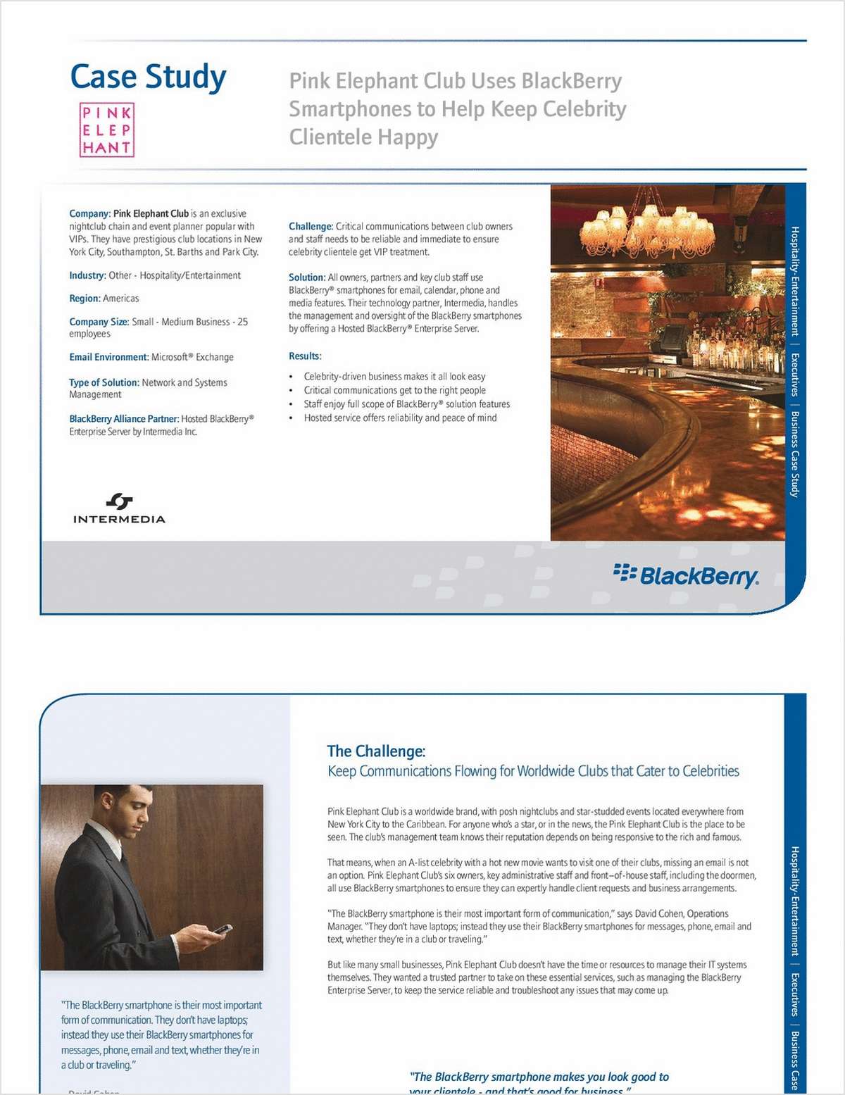 The BlackBerry Solution for Keeping Celebrity Clientele Happy: The Pink Elephant Club Case Study