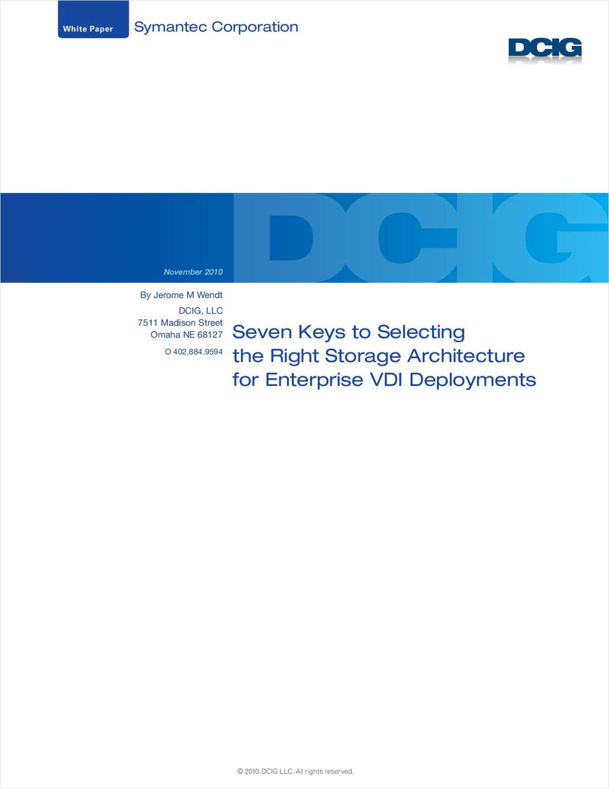 Seven Keys to Selecting the Right Storage Architecture for Enterprise VDI Deployments