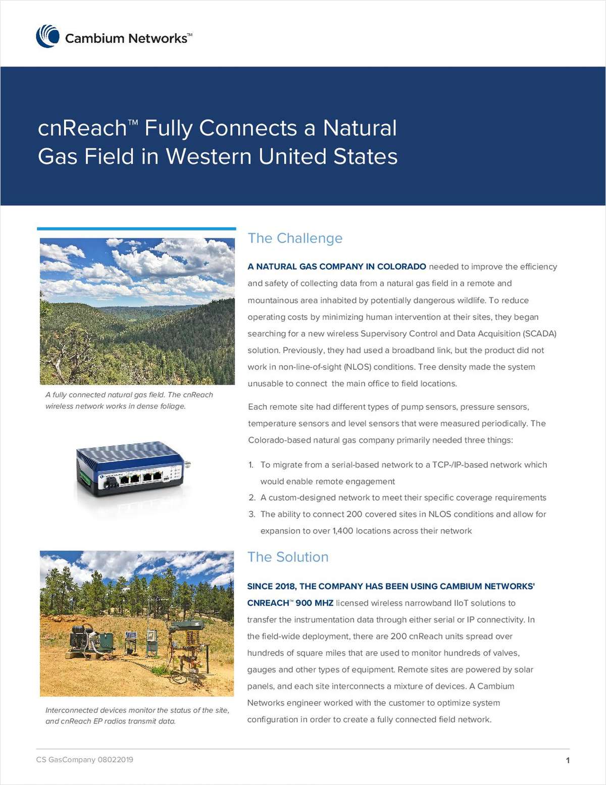 cnReach™ Fully Connects a Natural Gas Field in Western United States