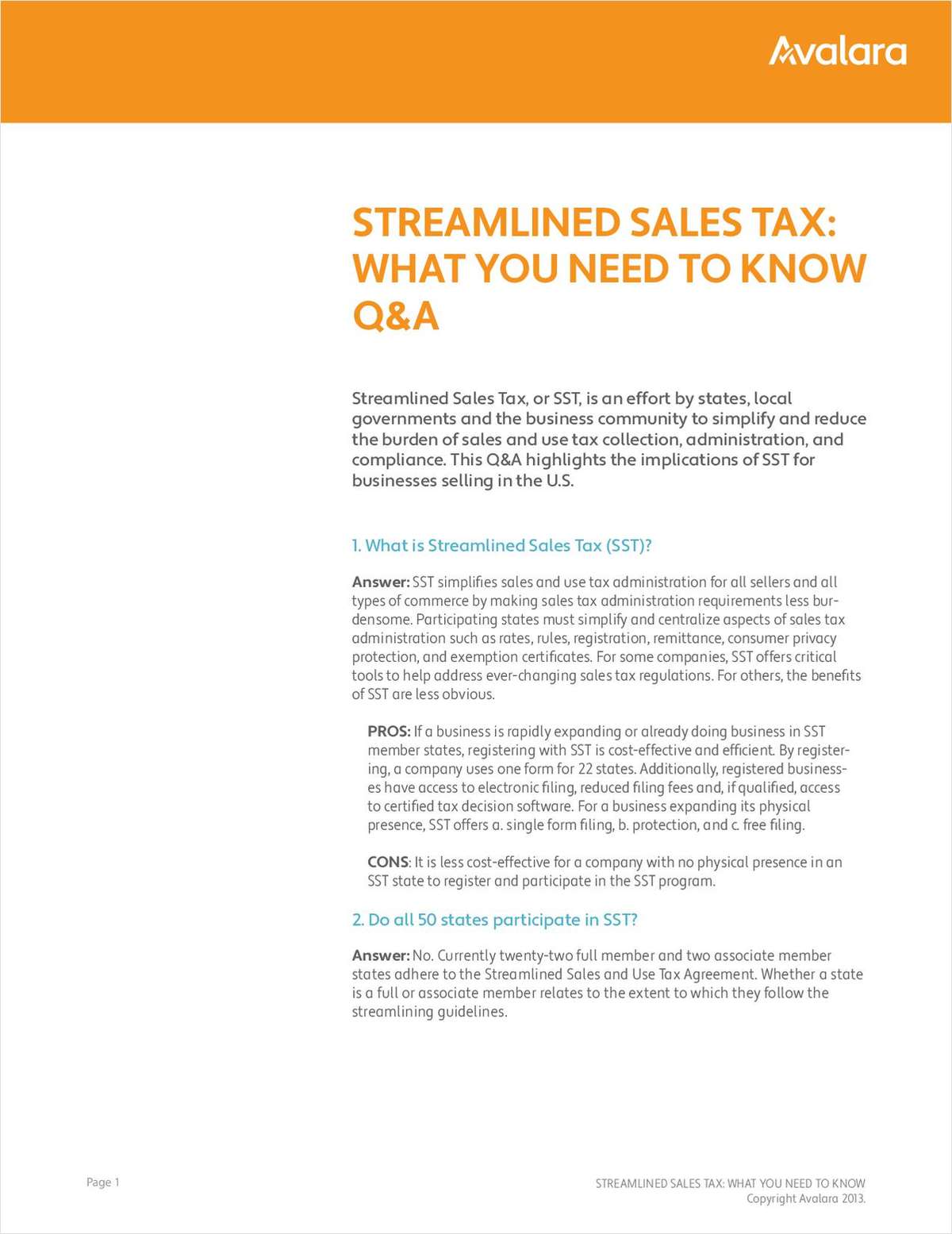 Streamlined Sales Tax:  What You Need To Know Q&A