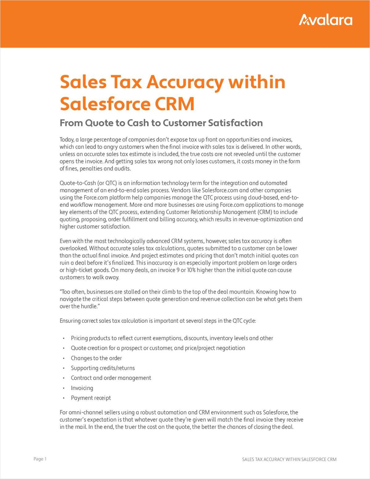 From Quote to Cash to Customer Satisfaction: Sales Tax Accuracy within Your CRM