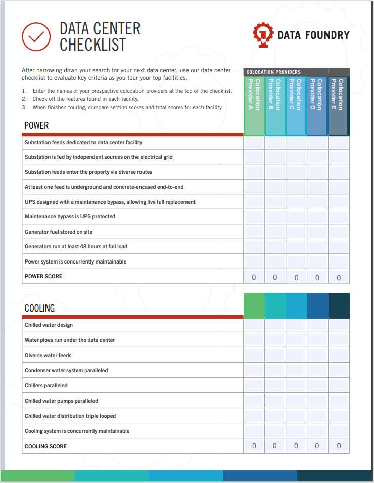 Data Center Comparison Checklist