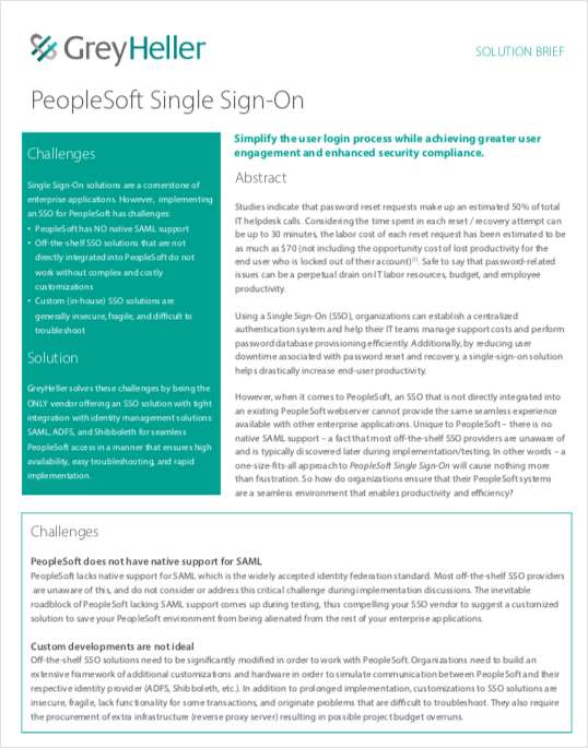 Tips for Implementing a (SAML) Single Sign-On for PeopleSoft