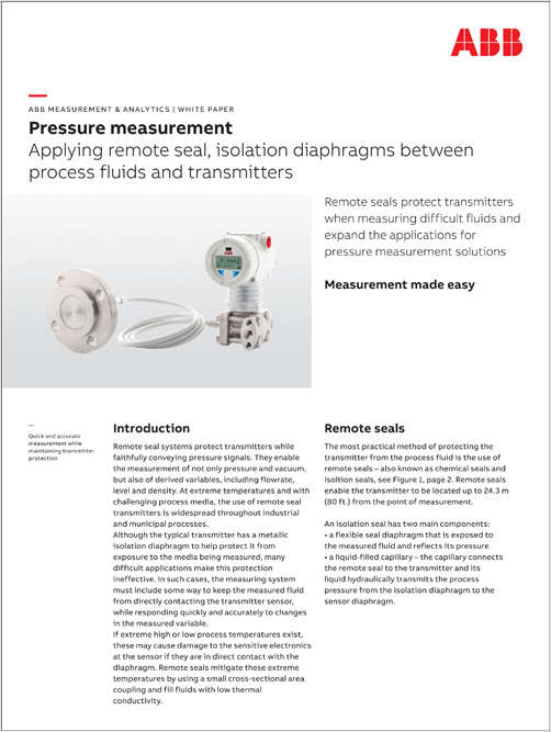 Applying remote seal, isolation diaphragms to difficult pressure measurement challenges