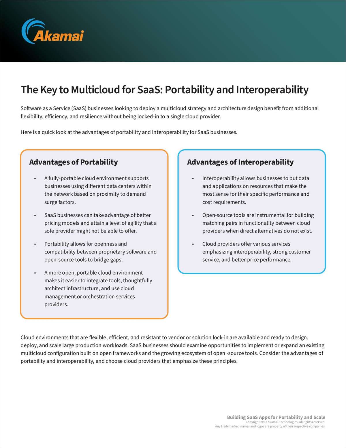The Key to Multicloud for SaaS: Portability and Interoperability