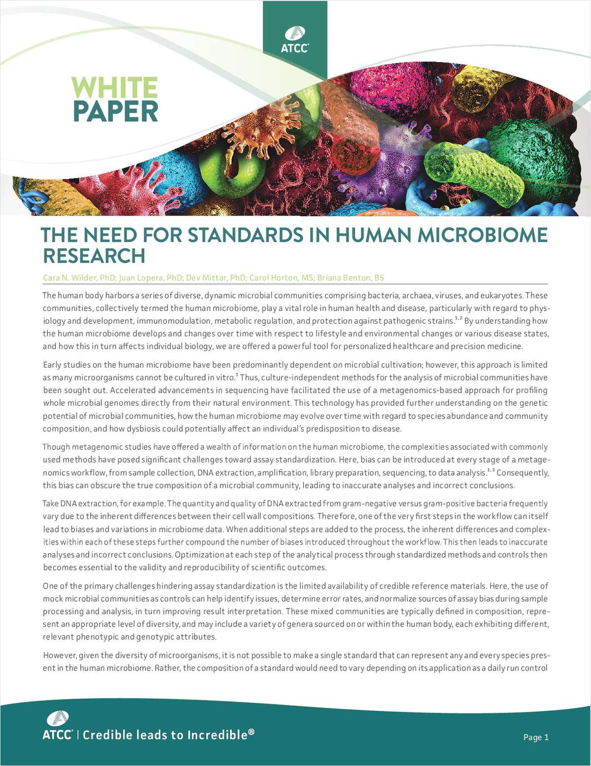 The Need for Standards in Human Microbiome Research