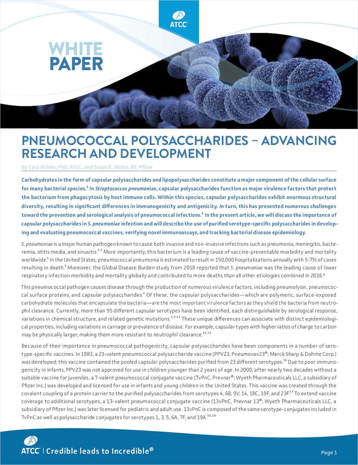 Pneumococcal Polysaccharides -- Advancing Research and Development
