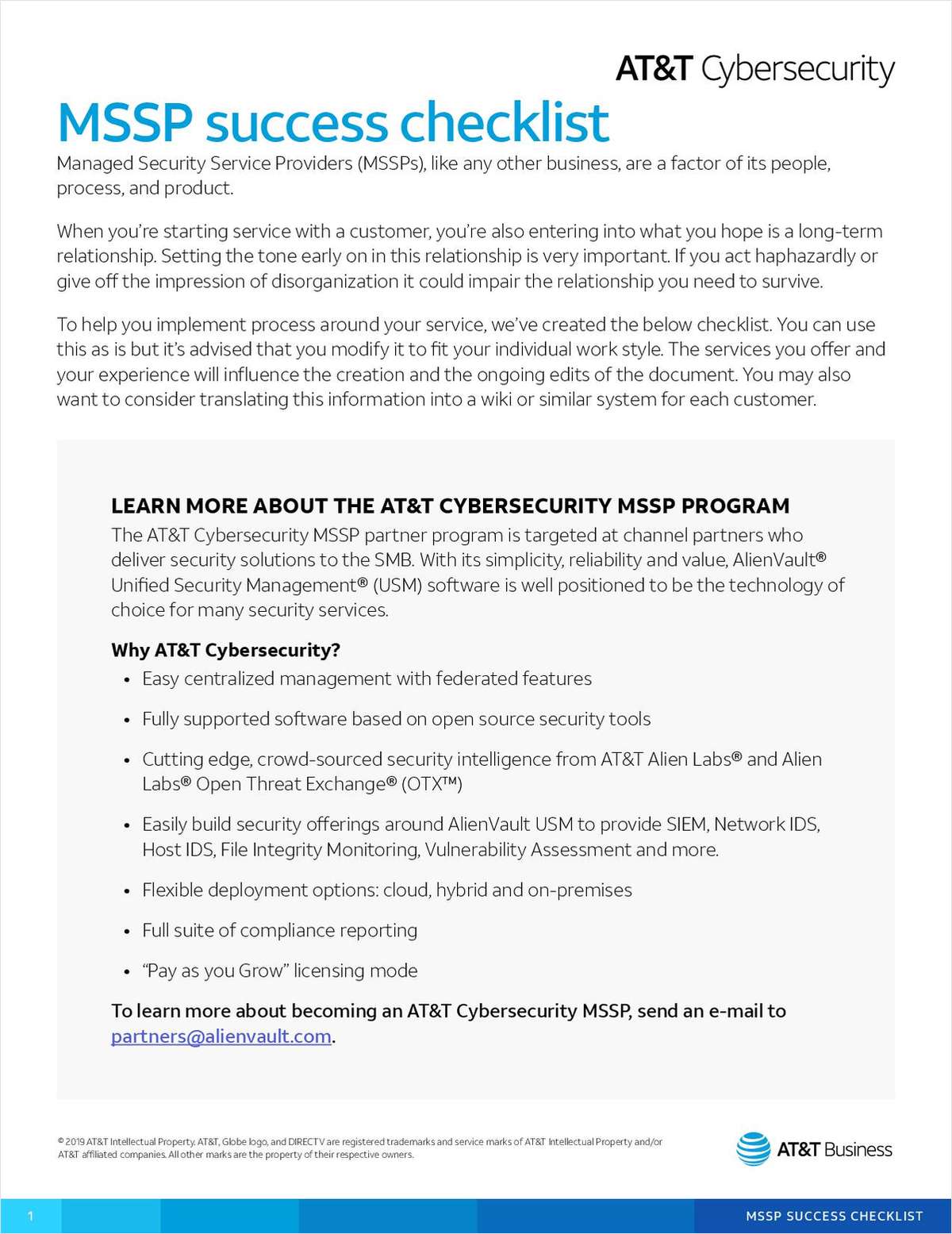 Managed Security Service Provider (MSSP) Success Checklist