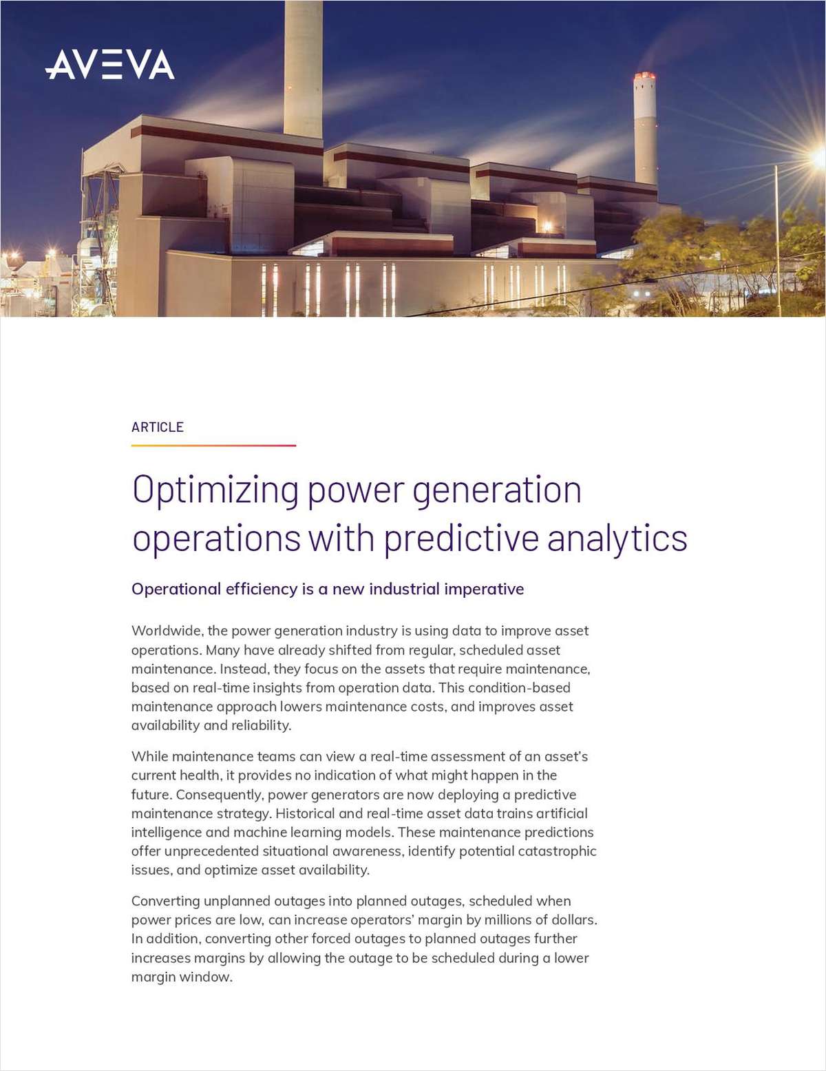 Optimizing power generation operations with predictive analytics