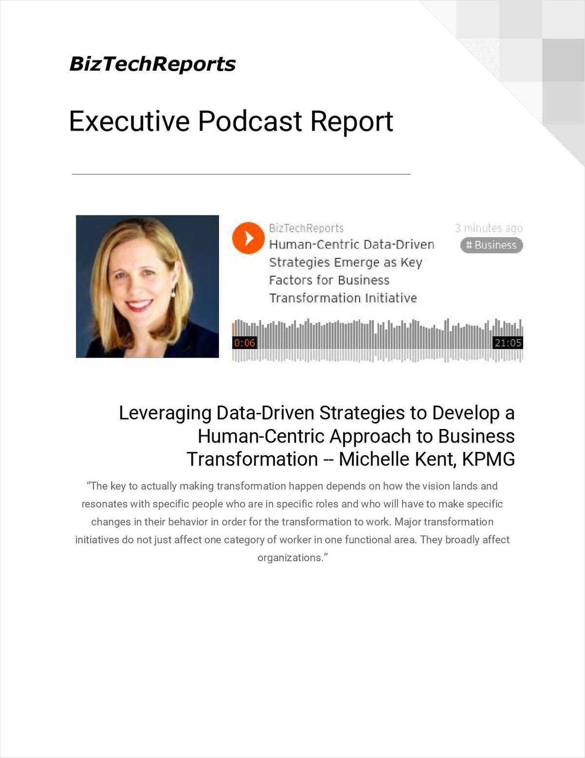 Leveraging Data-Driven Strategies to Develop a Human-Centric Approach to Business Transformation -- Michelle Kent, KPMG