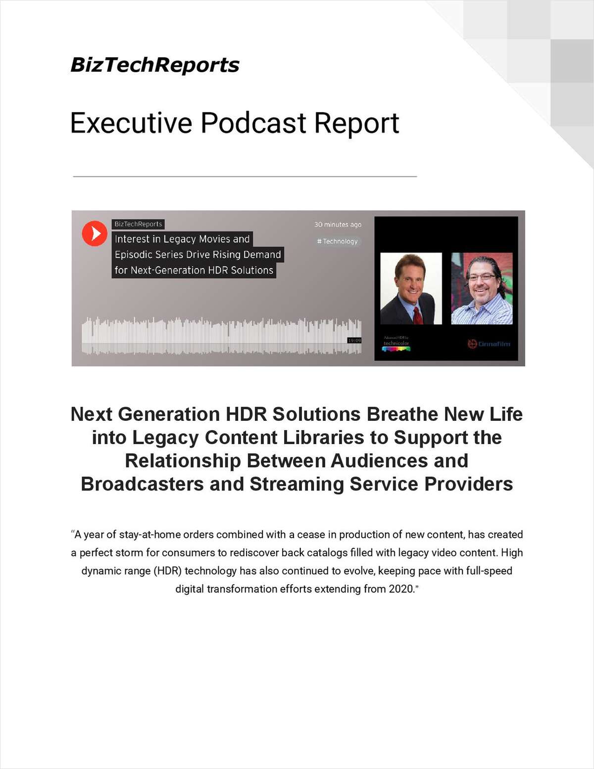 Next Generation HDR Solutions Breathe New Life into Legacy Content Libraries