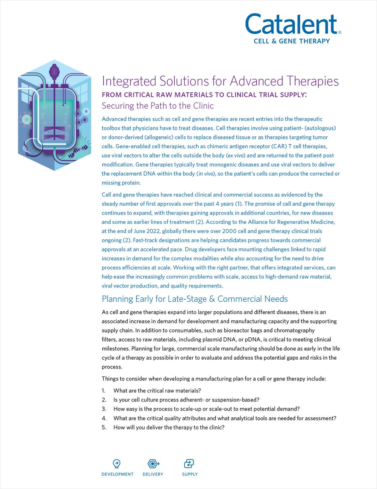 Integrated Solutions for Advanced Therapies