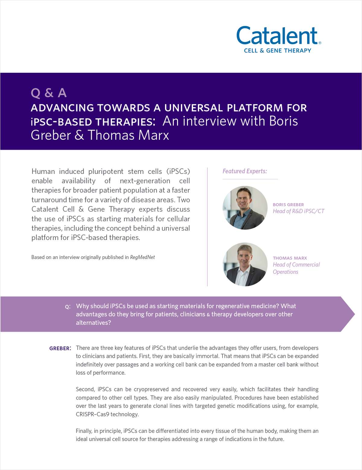 Advancing Towards a Universal Platform for iPSC-Based Therapies