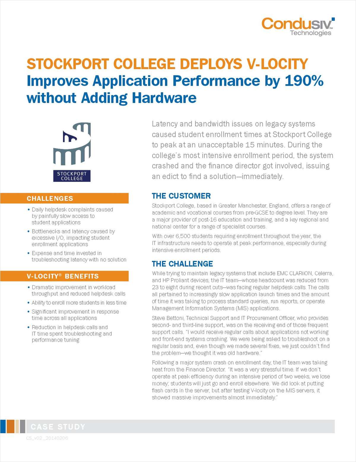 Stockport College Deploys V-locity and Improves Application Performance by 190% without Adding Hardware