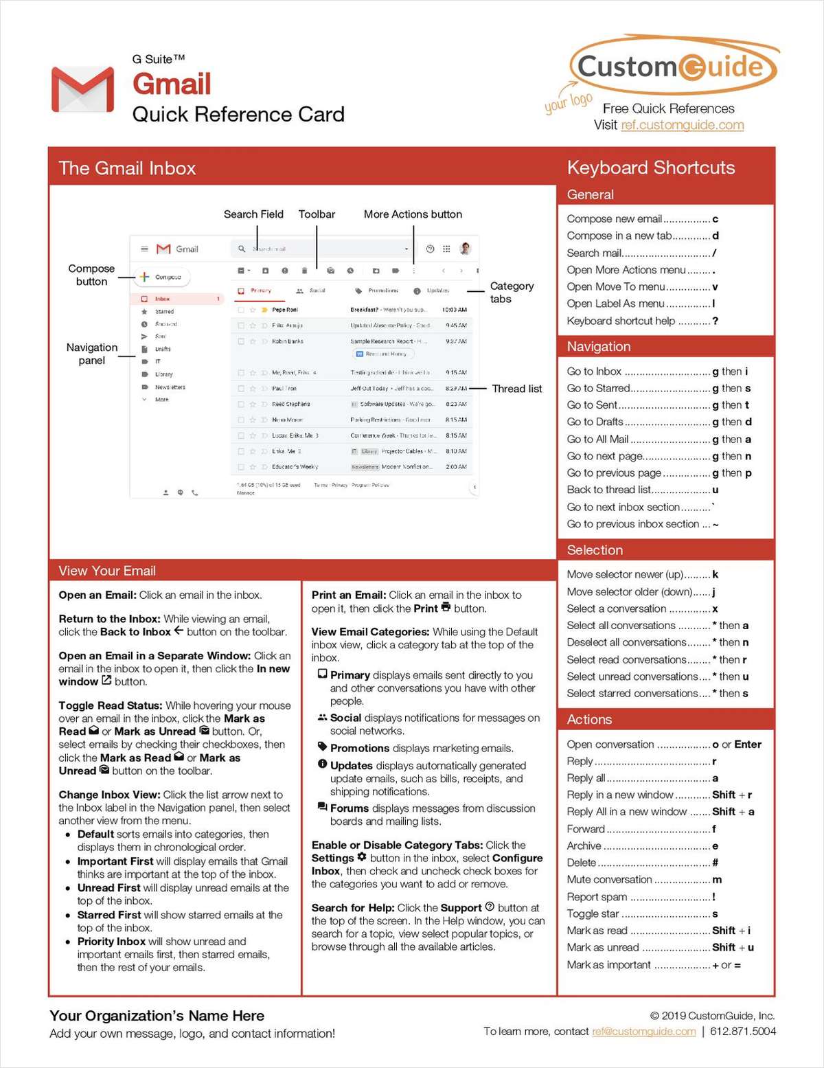 Gmail- Free Reference Card