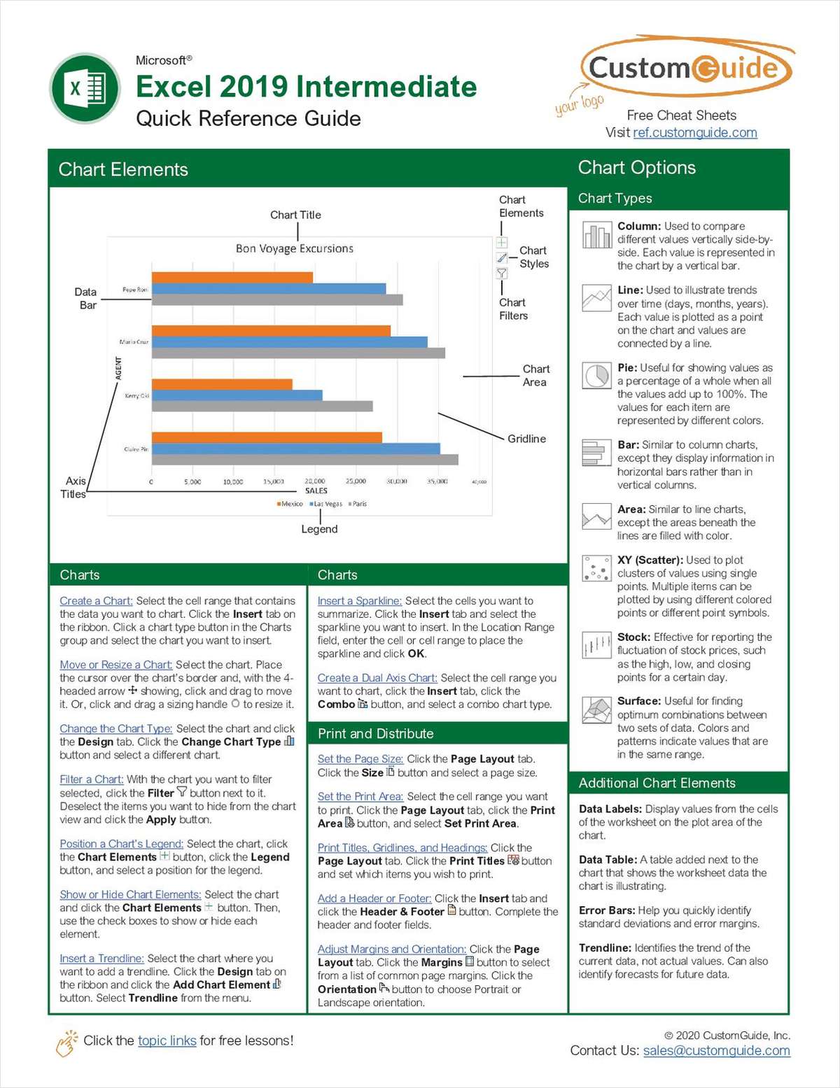 Microsoft Excel 2019 Intermediate - Quick Reference Guide