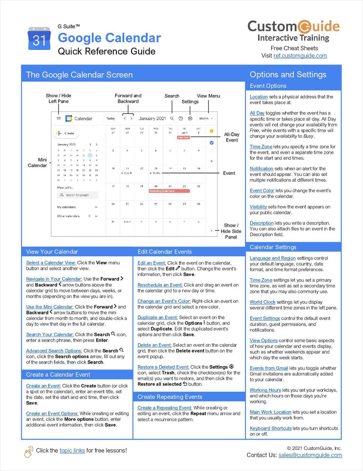 Google Calendar Quick Reference Guide