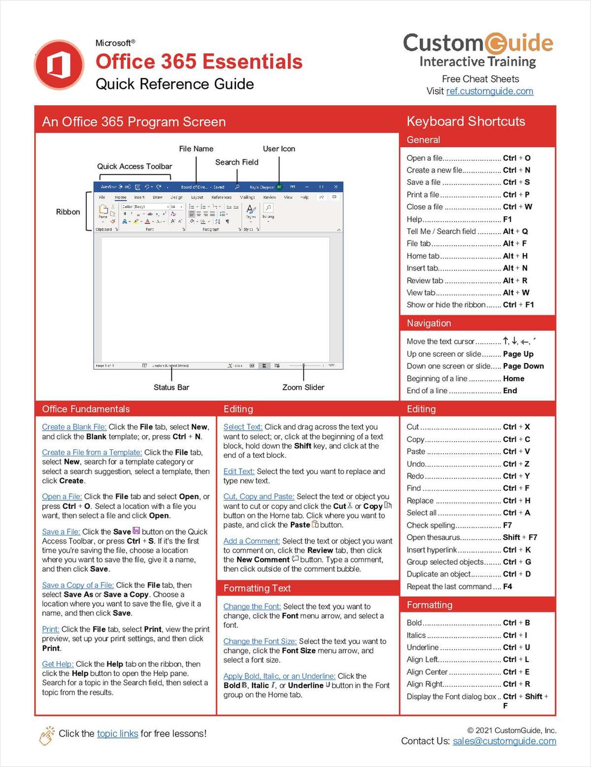 Office 365 Essentials -- Quick Reference Guide