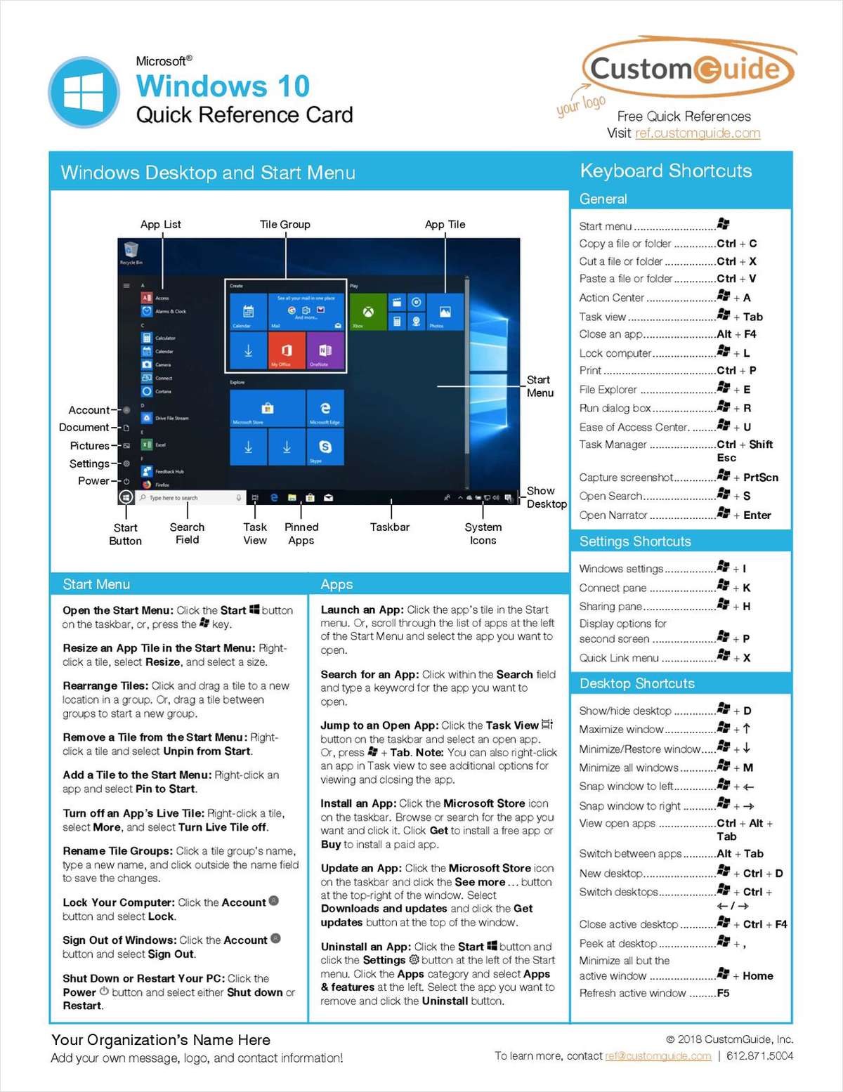 Microsoft Windows 10 - Quick Reference Card