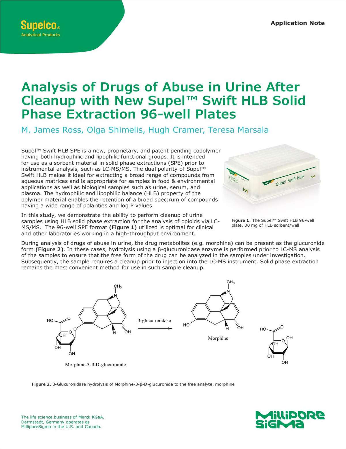 Analysis of Drugs of Abuse in Urine After Cleanup with New Supel Swift HLB Solid Phase Extraction 96-well Plates