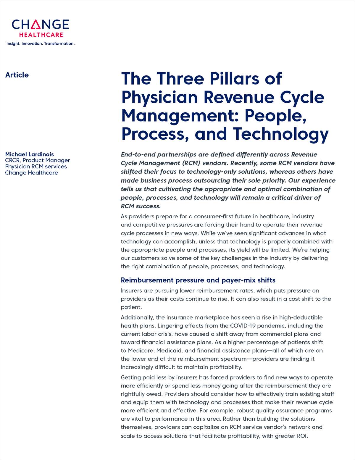 Focusing on People, Processes, and Technology for Physician RCM Success